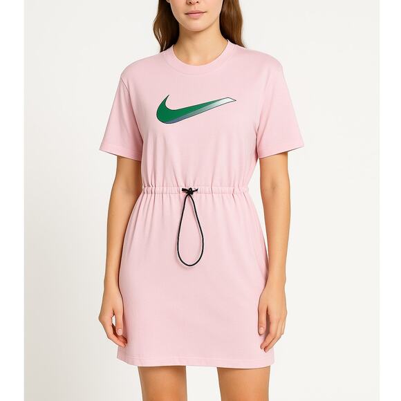 Nike Pink Swoosh Drawstring Waist Dress Women’s Size: Medium - Picture 1 of 11